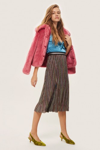 Topshop Glitter Rainbow Pleat Midi Skirt / shimmering pleated skirts
