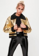 Missguided gold sherling crop jacket ~ luxe style jackets