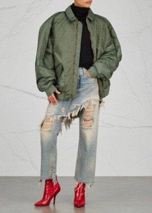 Y/PROJECT Green oversized nylon bomber jacket | slouchy jackets