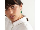 Oliver Bonas Sidra Long Stone & Tab Drop Earrings / green stone jewellery