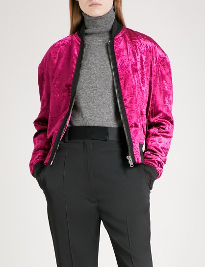 HAIDER ACKERMANN Crushed-velvet bomber jacket | fuchsia-pink jackets
