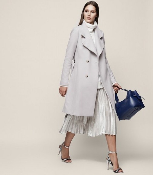 Reiss HARRI BELTED LONGLINE COAT PARCHMENT ~ stylish winter coats - flipped