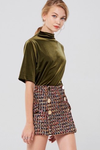 STORETS Hera Tweed Classic Skirt | front button mini skirts - flipped