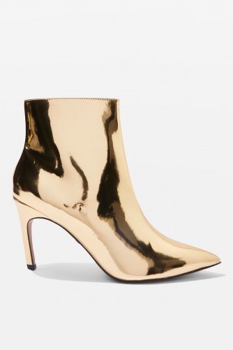 Topshop Hot Toddy Pointed Boots ~ gold shiny boots - flipped