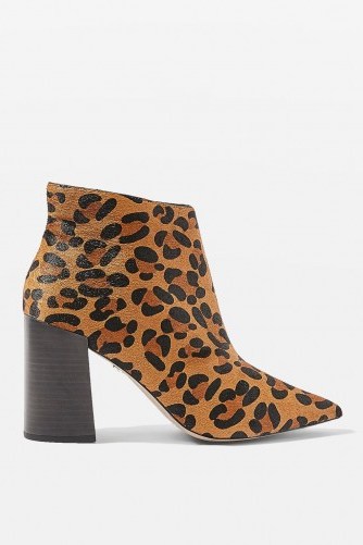 TOPSHOP HOXTON Ankle Boots – chunky heel leopard print boot - flipped
