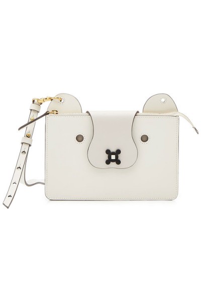 ANYA HINDMARCH Husky White Leather Shoulder Bag ~ sweet animal themed bags