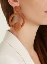 REBECCA DE RAVENEL Iman hoop-drop earrings ~ large camel-brown hoops ~ statement jewellery