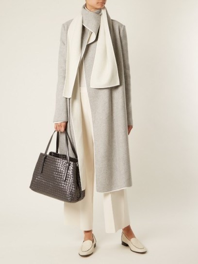 BOTTEGA VENETA Intrecciato medium leather tote ~ metallic grey handbags - flipped
