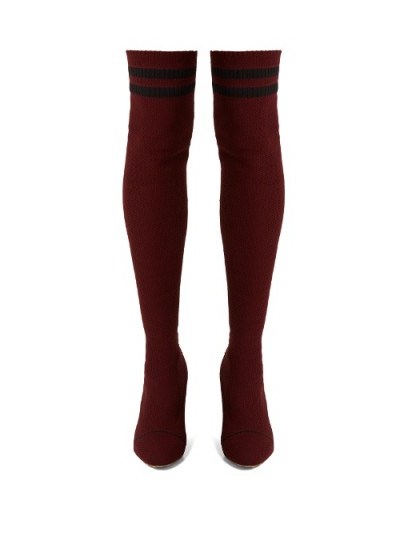 TABITHA SIMMONS Irina over-the-knee sock boots | burgundy over the knee winter boots - flipped