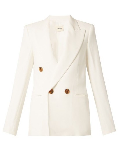 KHAITE Isa peak-lapel stretch-piqué jacket ~ white tailored suit jackets - flipped