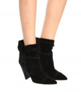 ISABEL MARANT Lizynn studded suede ankle boots / black cone heel boots