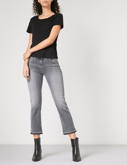 J BRAND Selena released-hem bootcut cropped mid-rise jeans | grey denim - flipped
