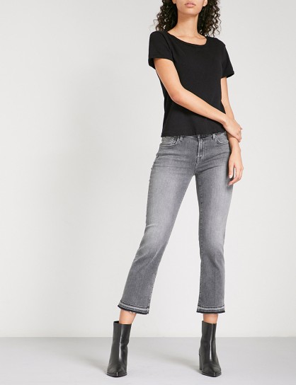 J BRAND Selena released-hem bootcut cropped mid-rise jeans | grey denim