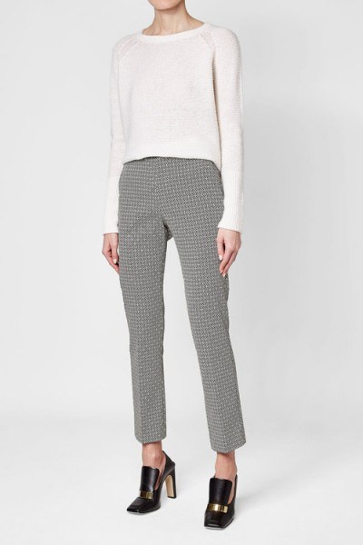 ETRO Jacquard Cropped Pants ~ black and white print crop leg trousers ~ classic style - flipped