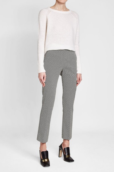ETRO Jacquard Cropped Pants ~ black and white print crop leg trousers ~ classic style