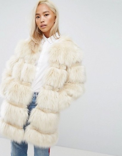 Jakke Longline Faux Fur Panelled Coat ~ glamorous winter coats - flipped