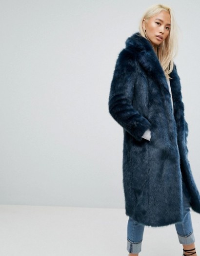 Jakke Maxi Faux Fur Coat ~ teal longline winter coats