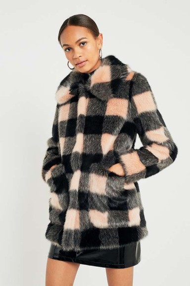 Jakke Tammy Pink Checked Faux Fur Jacket / winter jackets / style