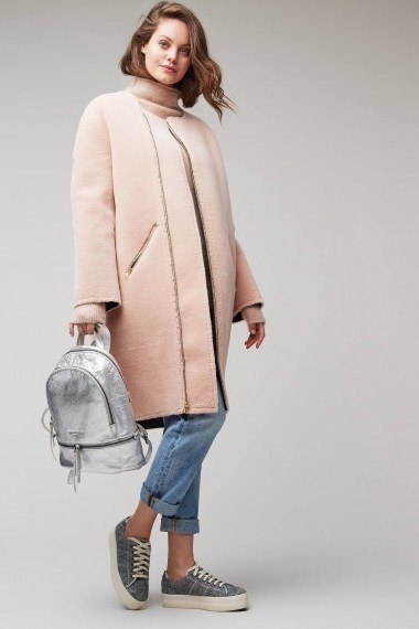 Notes Du Nord Janina Faux Shearling Coat | pink cocoon coats | winter luxe - flipped