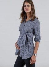 ISABELLA OLIVER JESSICA MATERNITY GINGHAM SHIRT ~ black & white check shirts ~ front tie pregnancy tops
