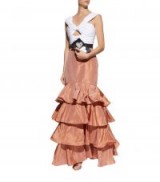 Johanna Ortiz Gypsy Magic Ruffled Gown ~ nude ruffle tiered gowns ~ statement evening dresses