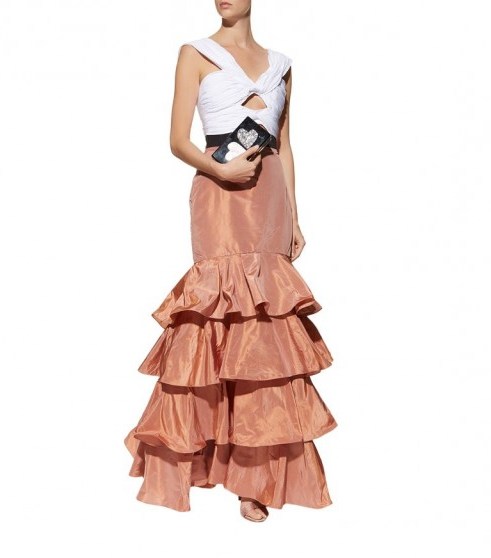Johanna Ortiz Gypsy Magic Ruffled Gown ~ nude ruffle tiered gowns ~ statement evening dresses - flipped