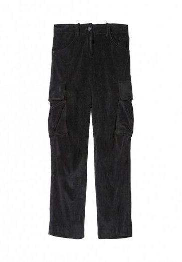 Alice + Olivia JOHNSIE CORDUROY CARGO PANT | black casual crop leg trousers - flipped