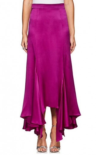 JUAN CARLOS OBANDO Vermont Ruffle Silk Skirt | long purple asymmetric skirts | luxe evening fashion