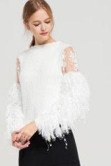 STORETS Judy Feather Knit Sweater | white feathered sweaters