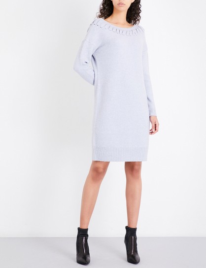 KAREN MILLEN Handword wool-blend knitted dress | grey sweater dresses