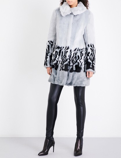 KAREN MILLEN Leopard-print faux-fur coat | grey winter coats
