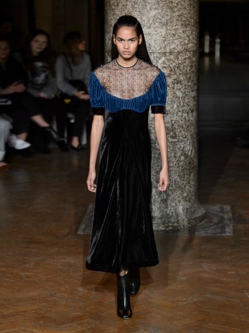 EMILIA WICKSTEAD Kirsten embroidered-lace velvet dress – feminine evening dresses – romantic style