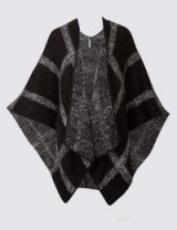 M&S COLLECTION New Knitted Check Wrap / black wraps / knitted outerwear