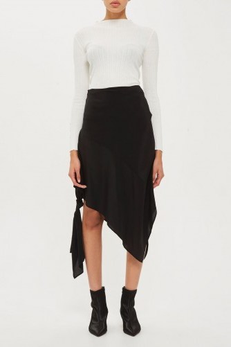 Topshop Knot Side Skirt by Boutique | black asymmetric skirts - flipped