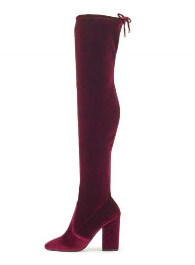 Miss Selfridge KOKO Velvet Over The Knee Boots / burgundy boots - flipped