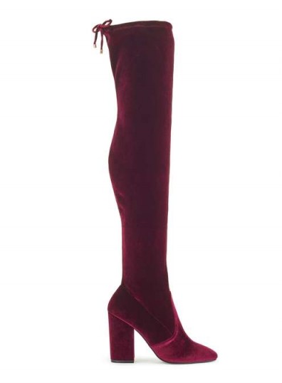 Miss Selfridge KOKO Velvet Over The Knee Boots / burgundy boots