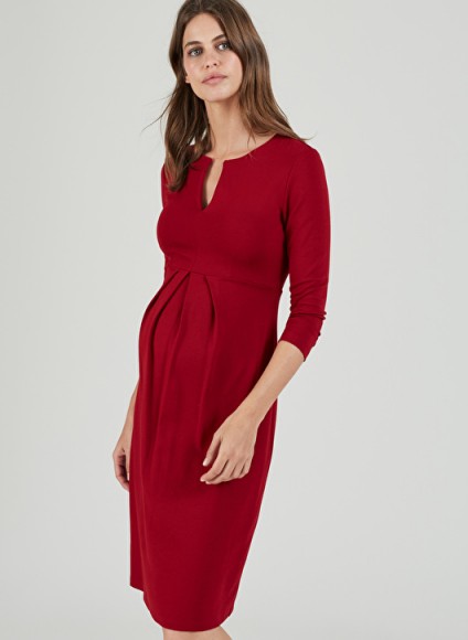 ISABELLA OLIVER KRISTEN MATERNITY SHIFT DRESS ~ stylish red pregnancy dresses
