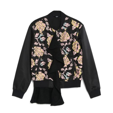 N12H Lace Bomber Jacket with Front Ruffle