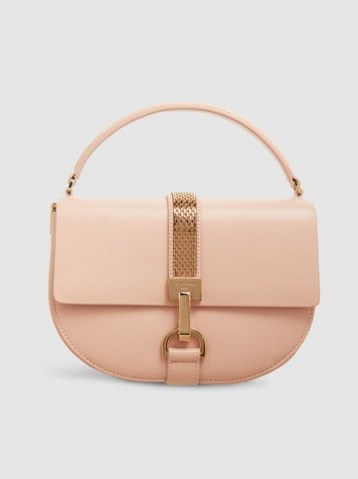 LANVIN‎ Pink Leather Handbag With Gold Chain Detail - flipped