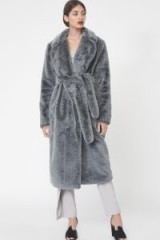 LAVISH ALICE Oversized Faux Fur Coat in Grey ~ plush belted coats ~ winter style indulgence