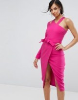 Lavish Alice Asymmetric One Shoulder Dress – pink wrap style party dreses