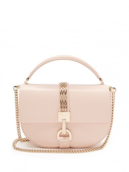LANVIN Lien leather mini shoulder bag ~ small pale pink top handle bags - flipped