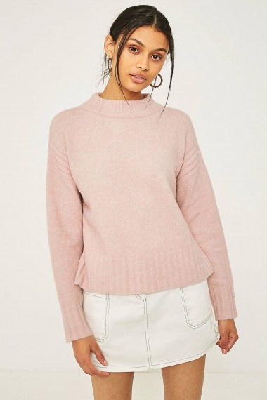 Light Before Dark Boxy Mock Neck Jumper ~ soft long sleeved jumpers ~ pink sweaters - flipped