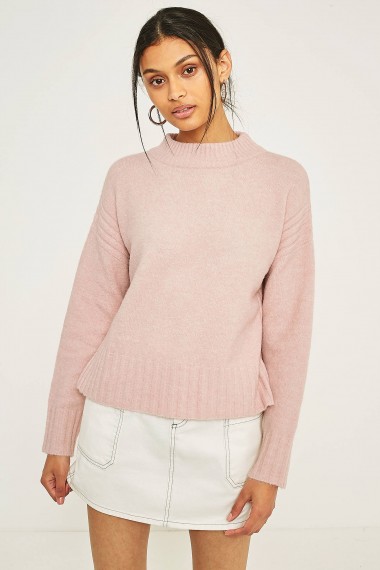 Light Before Dark Boxy Mock Neck Jumper ~ soft long sleeved jumpers ~ pink sweaters
