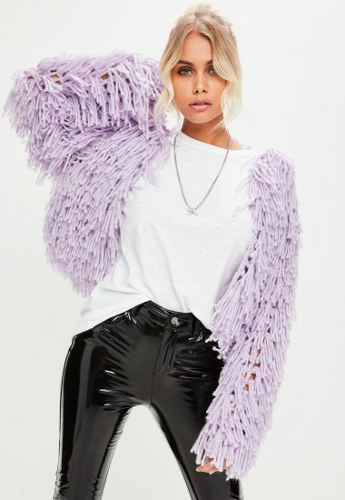 Missguided lilac shaggy crop cardigan | cropped cardigans | on-trend knitwear