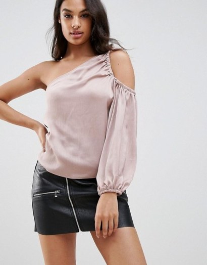Lipsy One Shoulder Top in Satin - flipped