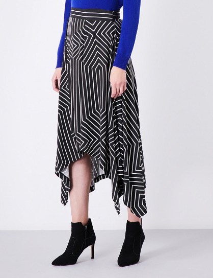 L.K. Bennett x Preen Shelly striped crepe skirt | abstract print asymmetric skirts - flipped