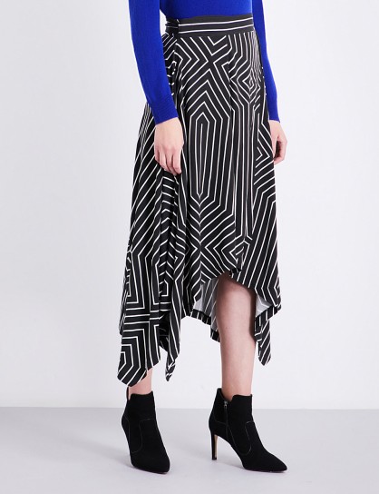 L.K. Bennett x Preen Shelly striped crepe skirt | abstract print asymmetric skirts