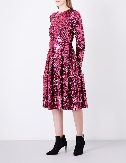 L.K. Bennett x Preen Sonic sequin dress – deep rose-pink sequinned dresses - flipped