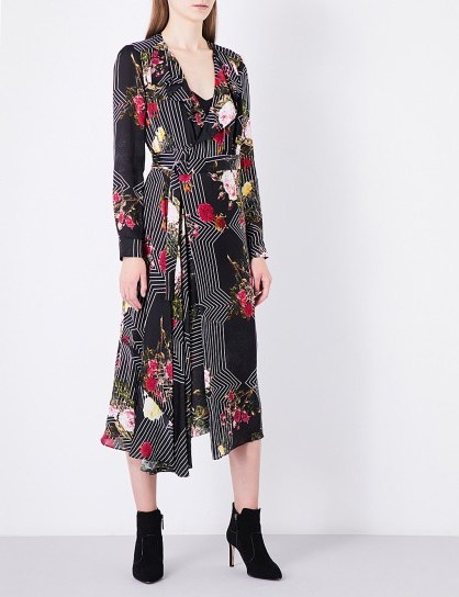 L.K. Bennett x Preen Vali silk dress ~ black floral dresses - flipped